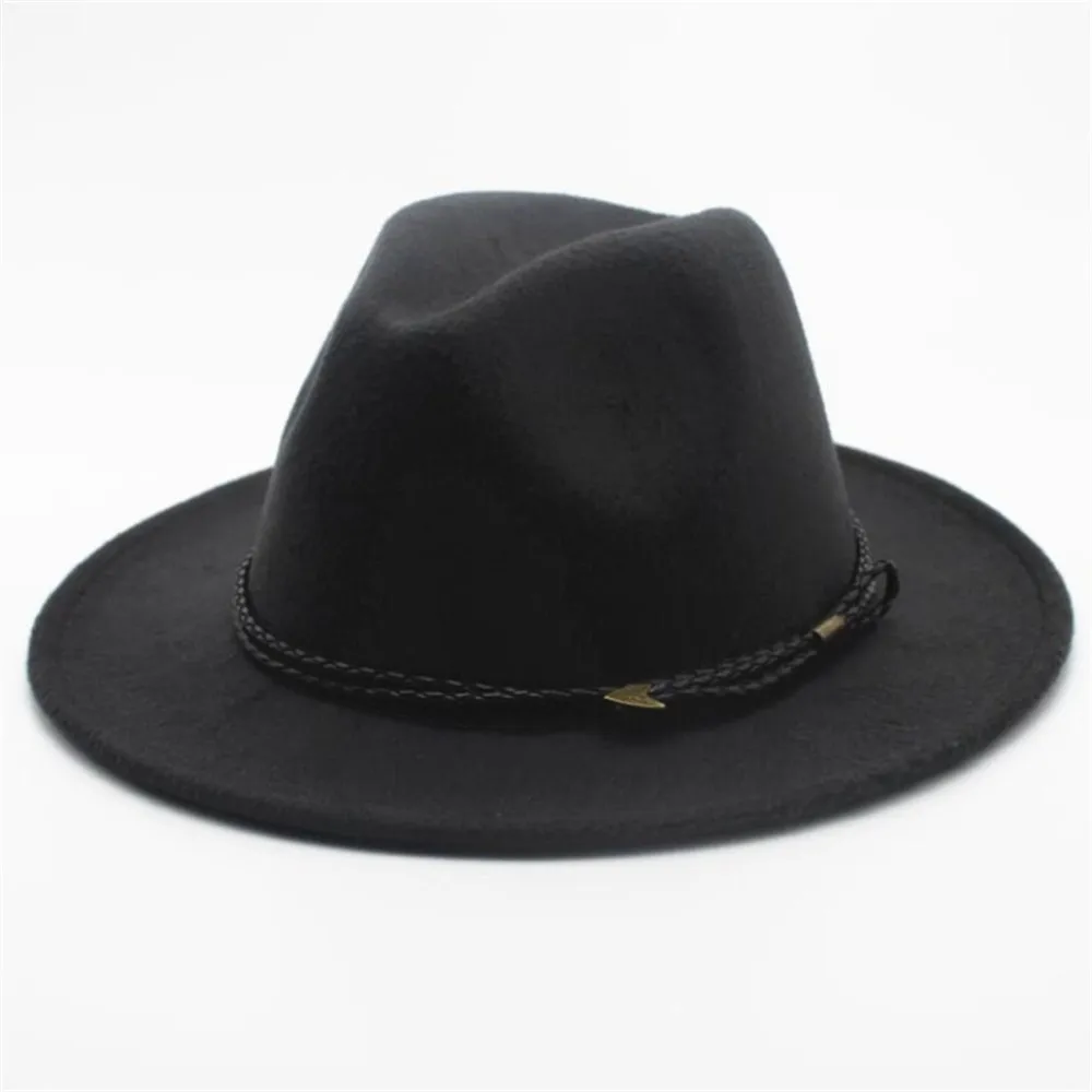 Ретро Fedora шляпа для мужчин и женщин шерсть мягкая фетровая шляпа широкая шляпа Повседневная дикая шляпа размер 56-58 см