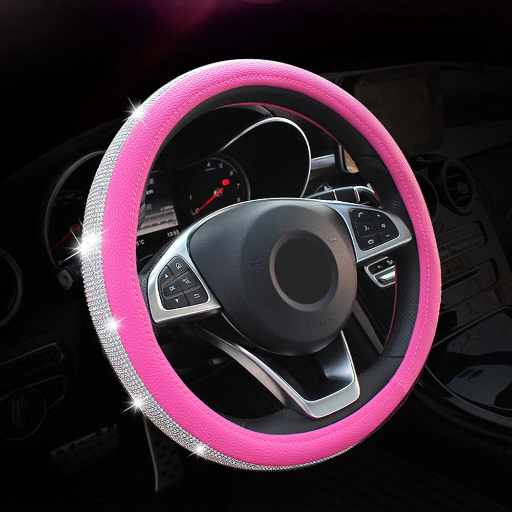 1 шт. розовый чехол рулевого колеса автомобиля 38 см/15 Bling Стразы Алмаз для леди