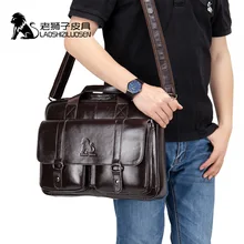 Старый Лев, новая сумка на плечо, кожаный мужской портфель, бизнес стиль, модная повседневная сумка, первый слой, кожа, Наплечная Сумка для компьютера