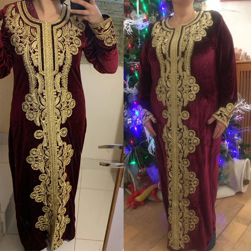 Tanie Siskakia sukienka abaya z muślinu luksusowa aksamitna Vintage złoty haft dubaj szaty turcja marokańskie sukienki Party Wears