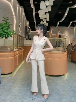 

Wide Leg Pants Suit Female Summer 2019 Occupation Pack Socialite Small Xiang Atmosphere Quality Top Two-piece Set