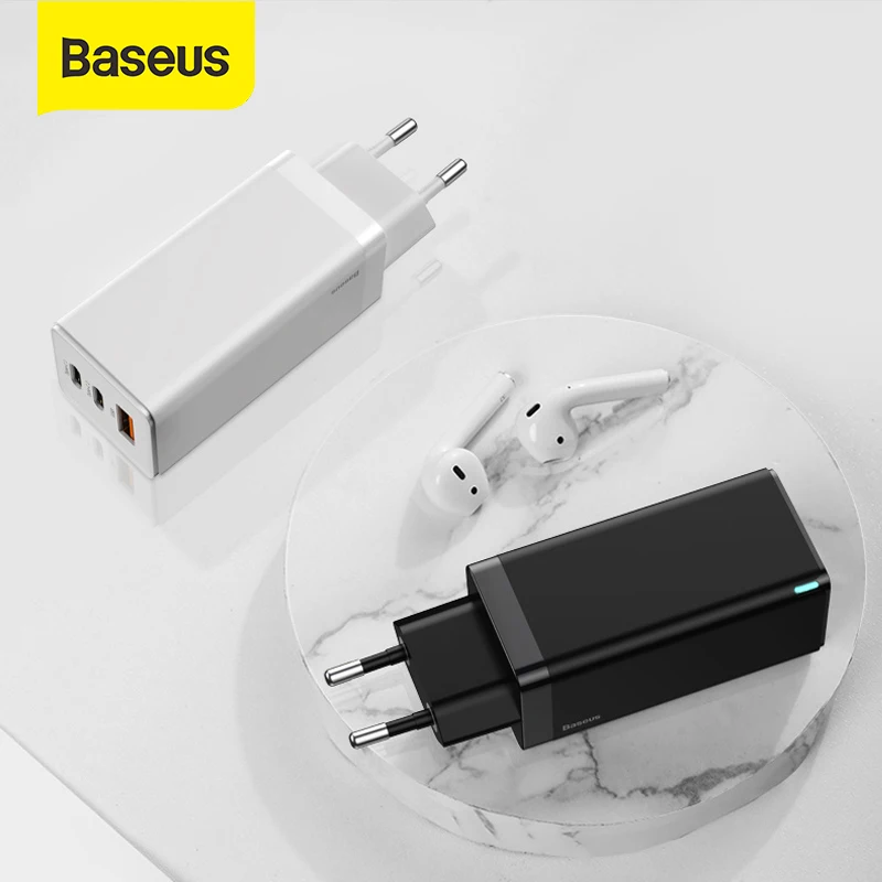 Baseus GaN Charger 65W Quick Charge 4.0 PD Fast Charge AFC FCP Travel Charger For Macbook Pro For iPhone 11 X XS Huawei Mate20