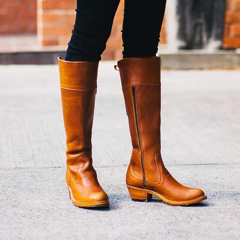 

Women Boots Pu Leather Zipper Retro Casual Womans Booties Gladiator Low Heel Shoes Ladies Fashion Botas Mujer Invierno TW564