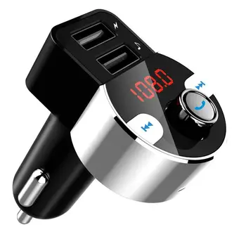 

FM Transmitter, Bluetooth Car Radio Adapter Handsfree with Dual USB Port, LED Screen Auto Battery Voltage, TF Card and U Disk
