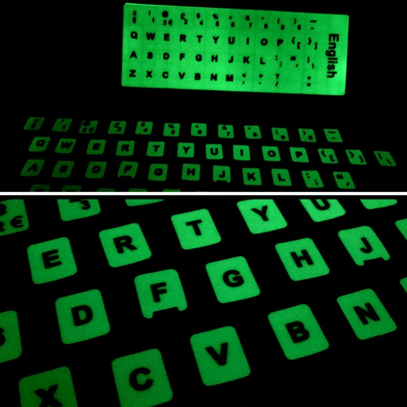 Luminous Waterproof Keyboard Stickers Fluorescent Keyboard Stickers Protective Film Layout with Button Letters for English key-0