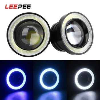 

2Pcs/set Car COB LED Driving Lights DRL Fog Lamp Angel Eyes Daytime Running Lights 2.5" 3.0" 3.5" 64mm 76mm 89mm Universal