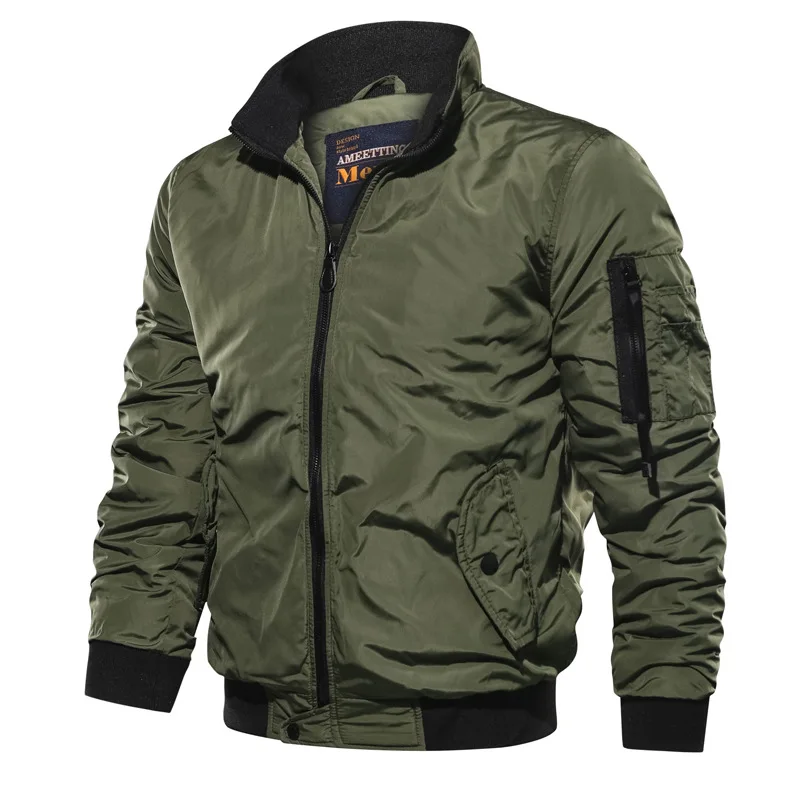 

New Bomber Pilot Jacket Men Spring Autumn Casual Solid Stand Collar Army Military Windbreaker Coats Tactical Jacket Outwear 5XL