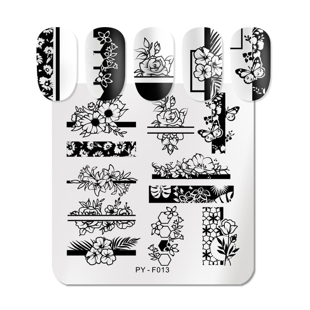 Pcs Nail Stamping Plates Marble Texture Flower Nail Art Plate Stainless Steel Design Stamp Template for Printing Stencil Tools