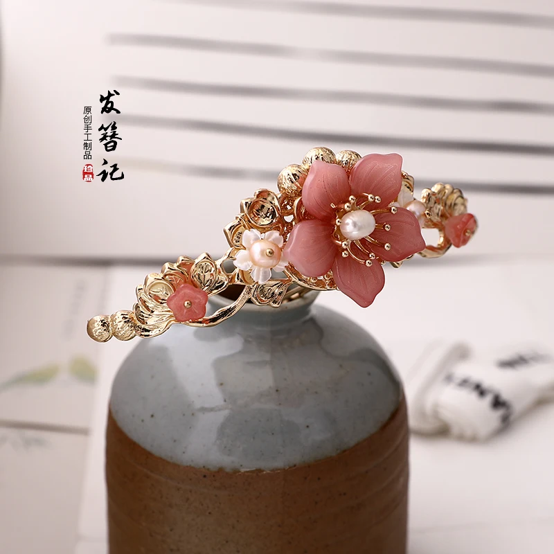 Китайская Шпилька волос Корона кристалл цветок костюм Hanfu шоу заколка для волос палка аксессуары Hanfu ювелирные изделия на волосы для девочки