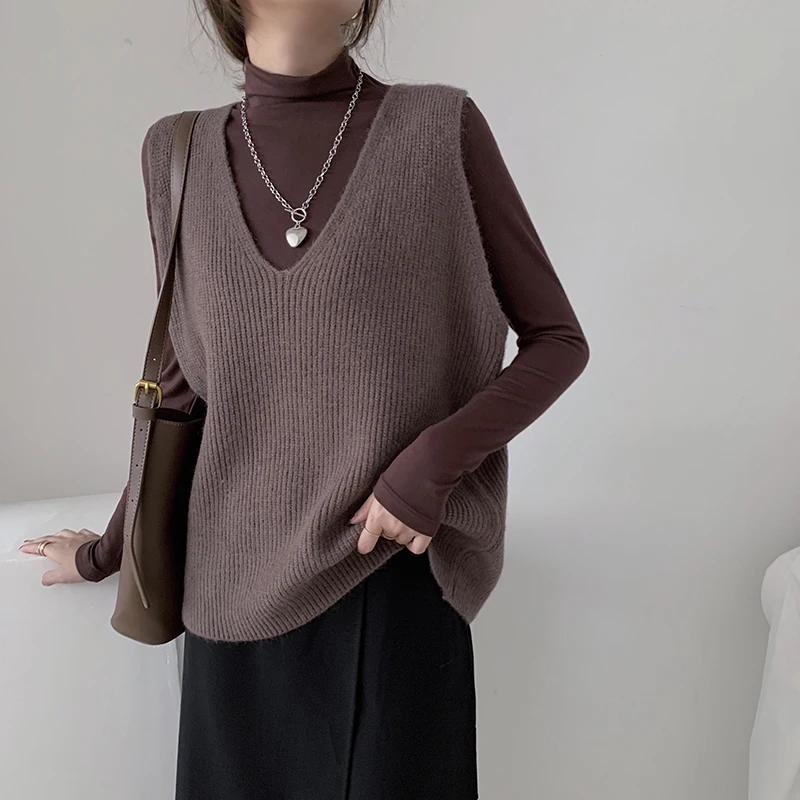 

2020 New-Style Sweater Vest Women's Autumn And Winter V-Neck Loose-Fit Vest Outer Wear