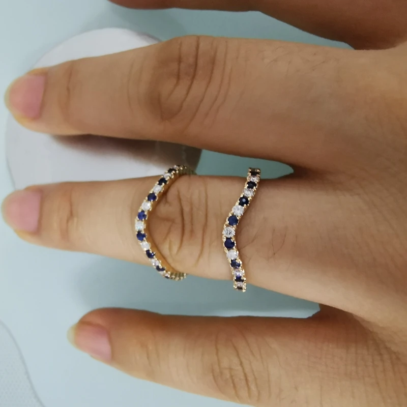 Обручальное кольцо 14 к из желтого золота с натуральными бриллиантами, обручальное кольцо для женщин и мужчин, обручальное кольцо, 0.57ct, натуральные бриллианты и сапфиры