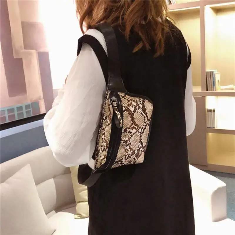 Модные змеиный принт поясные сумки для женщин Змеиный кожаный чехол для телефона поясная Грудь карманы на ремне хит продаж