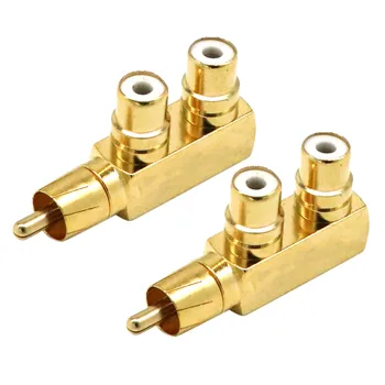 

2 Pcs Gold Plated AV Audio Splitter Plug RCA Adapter 1 Male to 2 Female Connector Computer Accessories 5.12