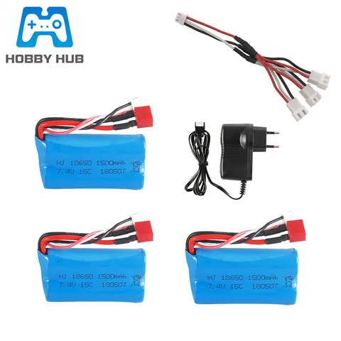 74V 1500mAh lipo Battery 74v charger for Wltoys 12428 12401 12402 12403 12404 12423 FY 03 FY01 FY02 Rc toys battery T plug title=