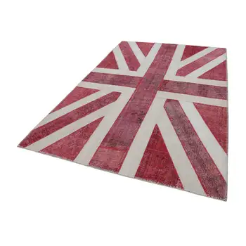 

205x302 Cm British Handmade Flag Patchwork Rug-7x10 Ft