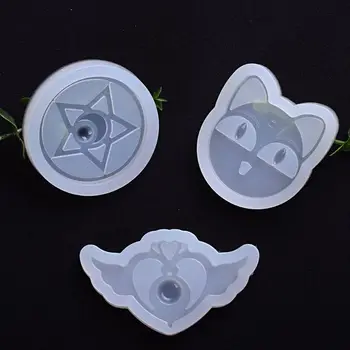 

3Pcs DIY Cartoon Heart Cat Star Pendant Resin Casting Mold Jewelry Making Tools