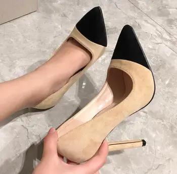 

2020 Women's Shoes Wind Sexy Sharp Fine With High With Spelling All Kinds Of Things Are Easy To Talk About. Single Shoe