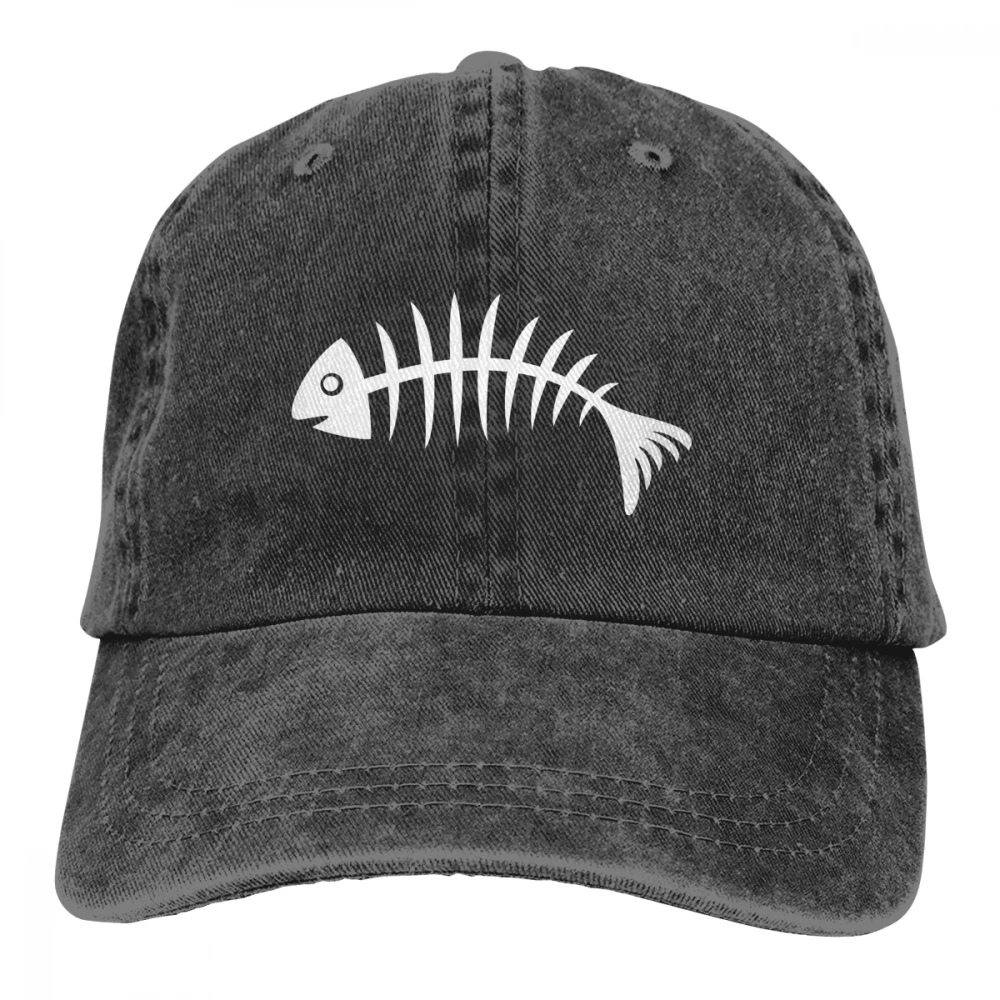 Bone Fish Casquette черные унисекс Мужские Женские джинсовые бейсболка с ремешком кепки регулируемые Гольф папа шляпа
