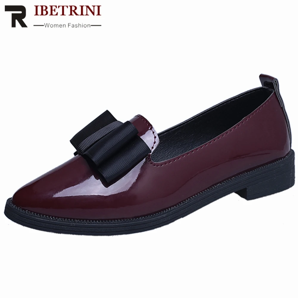 

RIBETRINI Brand New Fashion Female Shoes Woman Butterfly Knot Slip On Casual Office Flats Women Spring Autumn Low Heel Flats