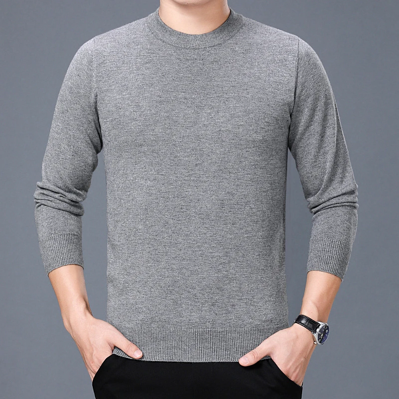 Осень Зима Trui Повседневный Coltrui Effen цвет Trui двойной воротник Slim Fit используется свитера Одежда - Цвет: Round collar grey