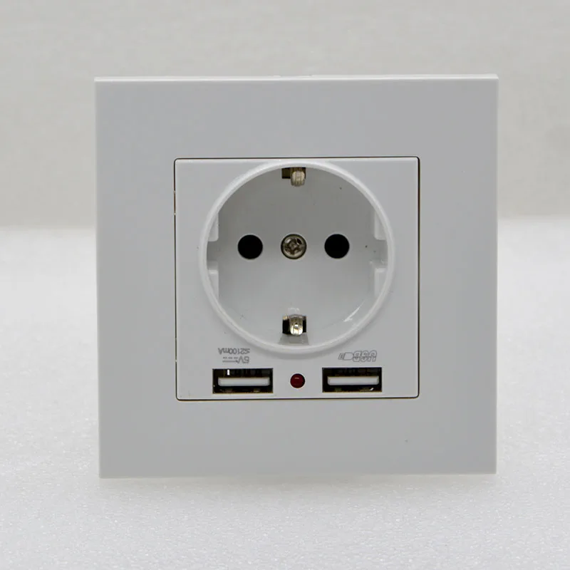 1 шт. новая настенная розетка с двойным USB 5 В 2100ма панель Франция Джек 86 Тип 250 В 16А стандарт ЕС немецкий разъем специальная