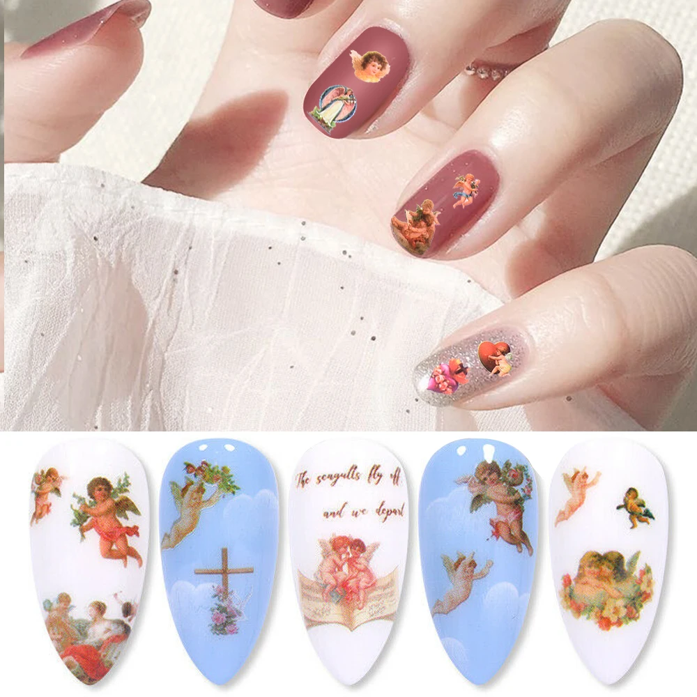 

3D Angel Nail Art DIY Adhesive Stickers Lovely Angel Flower Pattern Nail Art Decals Sheet Decoration Nail Accessories HOT Sell