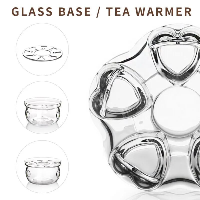 

Heat-Resisting Teapot Warmer Base Clear Borosilicate Glass Round Insulation Tealight Portable Teapot Holder Tea Accessories