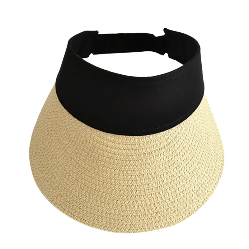 Бежевый Sunhat женские модные летние соломенные солнцезащитные козырек Регулируемый Пустой Топ конский хвост отдых путешествия пляжные кепки - Цвет: Бежевый