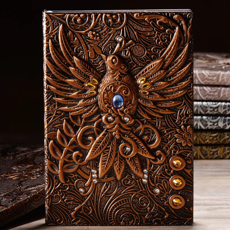 A5 European style retro notebook customized Pu Notepad travel diary planner journal antique emboss cover | Канцтовары для офиса и