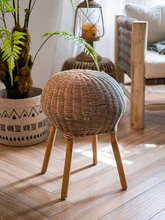 

GY Rattan Soft Stool Creative Bench Retro Handmade Stool Leisure round Stool B & B Nordic
