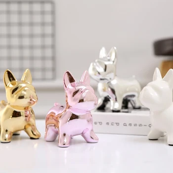 

GOLD CERAMIC FRENCH BULLDOG FIGURINES FOR WEDDING SHOE CABINET DECORATION CRAFTS LOVELY CREATIVE DOG ORNAMENTS ZSP0104