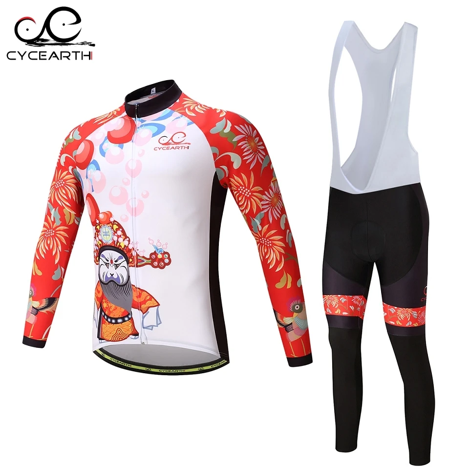 

CYCEARTH 2017 Cycling Jersey long Bicycle Cycling Clothing Bike MTB Shirt Maillot Ropa Ciclismo Bib Pants Autumn CEL002