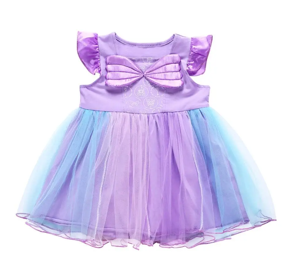 Purple Dress Only Платье для маленьких девочек маскарадный костюм маленькая принцесса-Русалочка Ариэль детское Летнее платье детский праздничный подарок на Рождество - Цвет: Purple Dress Only