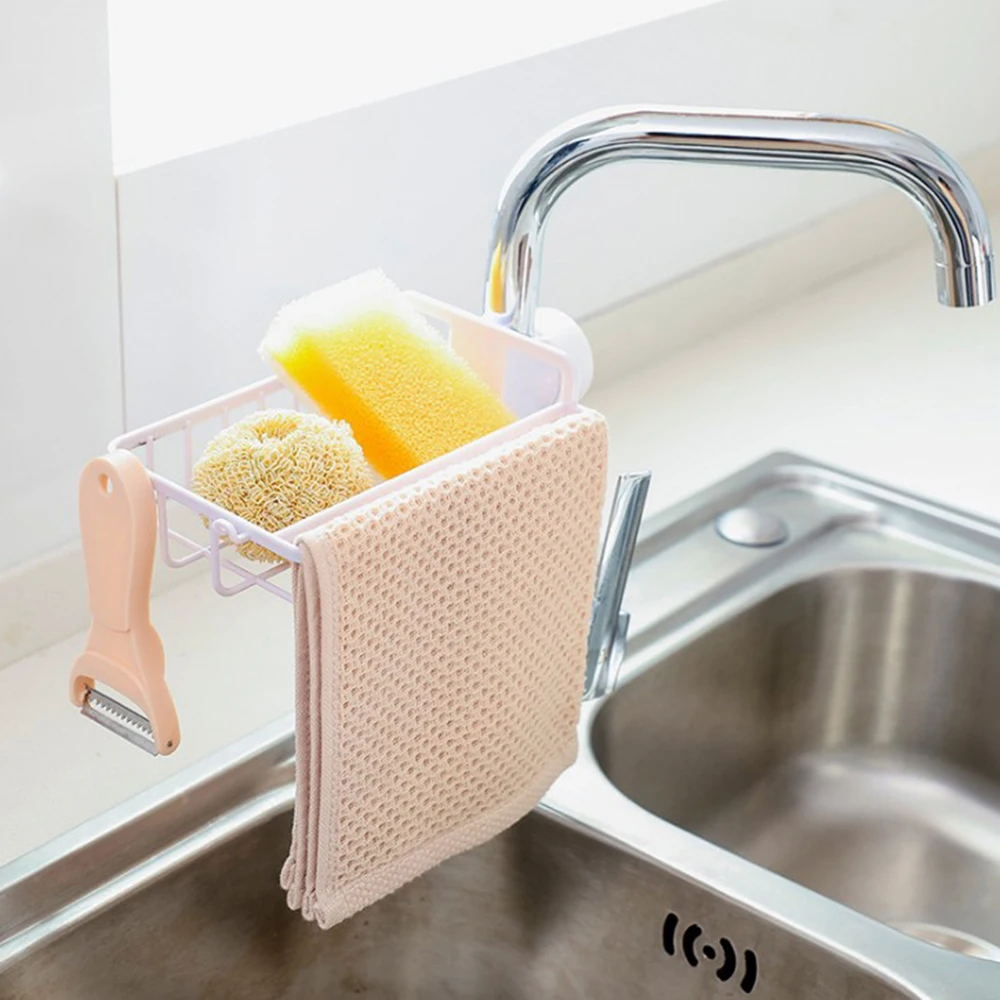 Kitchen Sink Faucet Sponge Soap Storage Organizer Cloth Drain Rack Holder Shelf 