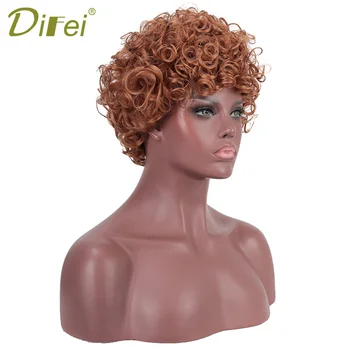 

DIFEI Short Afro Wig Synthetic Hair Hest Resistant Fiber Black Curly Wigs For Black Women