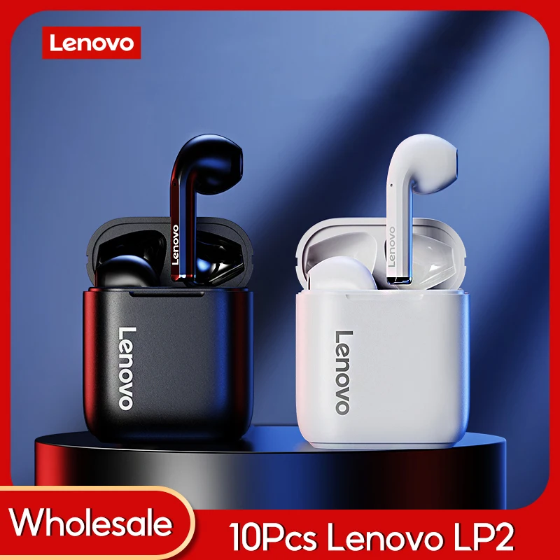10 шт./лот оригинальные наушники Lenovo LP2 TWS Bluetooth (6 месяцев гарантии) беспроводные