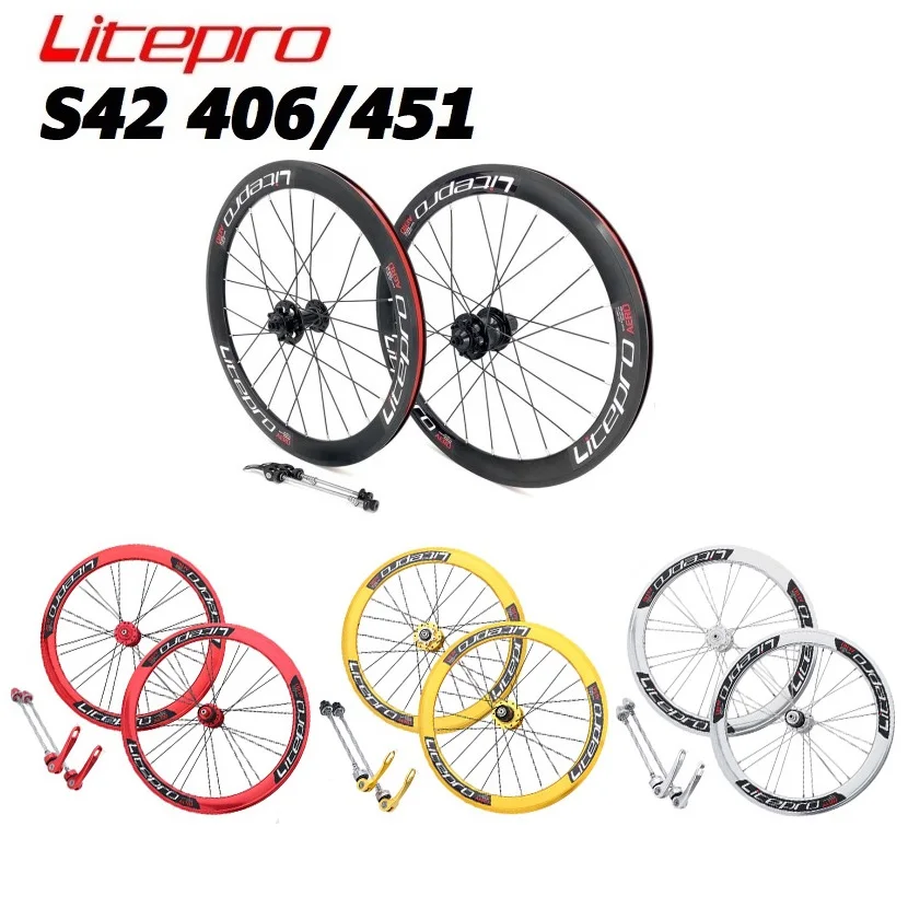 litepro-406-451-folding-bike-front-rear-wheelset-74-100-130-135mm-hub-2