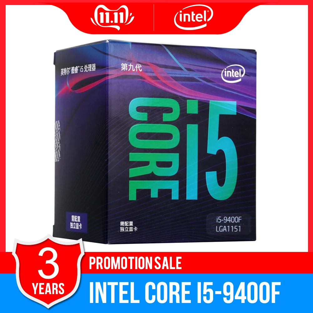 Intel Core i5-9400F Desktop Processor 6 Cores 4.1 GHz Turbo Without Graphics