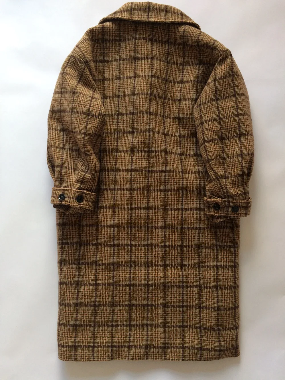 Vintage Plaids Clothes Loose Woollen Coat Women's New Checked Coat Baggy Silhouette Overcoat Tweeds Winter female Outerwear