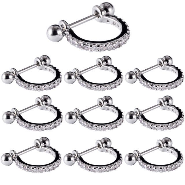 Surgical Steel Barbell CZ Gem Hoop Ear Tragus Cartilage Helix Earrings Ear Studs Ear Cuff Rook Woman Lobe Piercing Jewelry