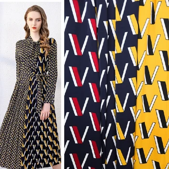 

150cm wide satin fabric letter stripes plain weave printing fabric for dress skirt pants sewing craft