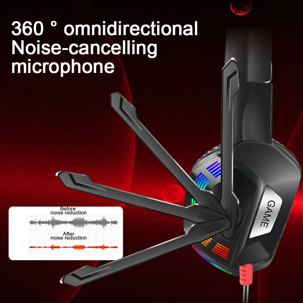Omnidirectional 3 5mm Noise Cancelling Accessories Wired Gaming Headset With Microphone Fashion Lightweight 7 1 Surround