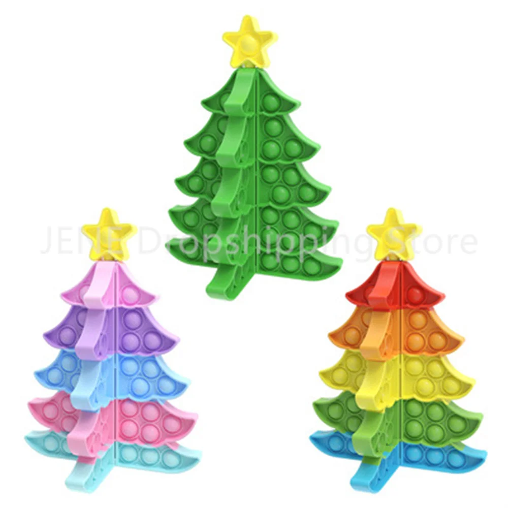 Пищевой силиконовый пазл Рождественская елка пуш-поп-пузырь Простой сенсорный