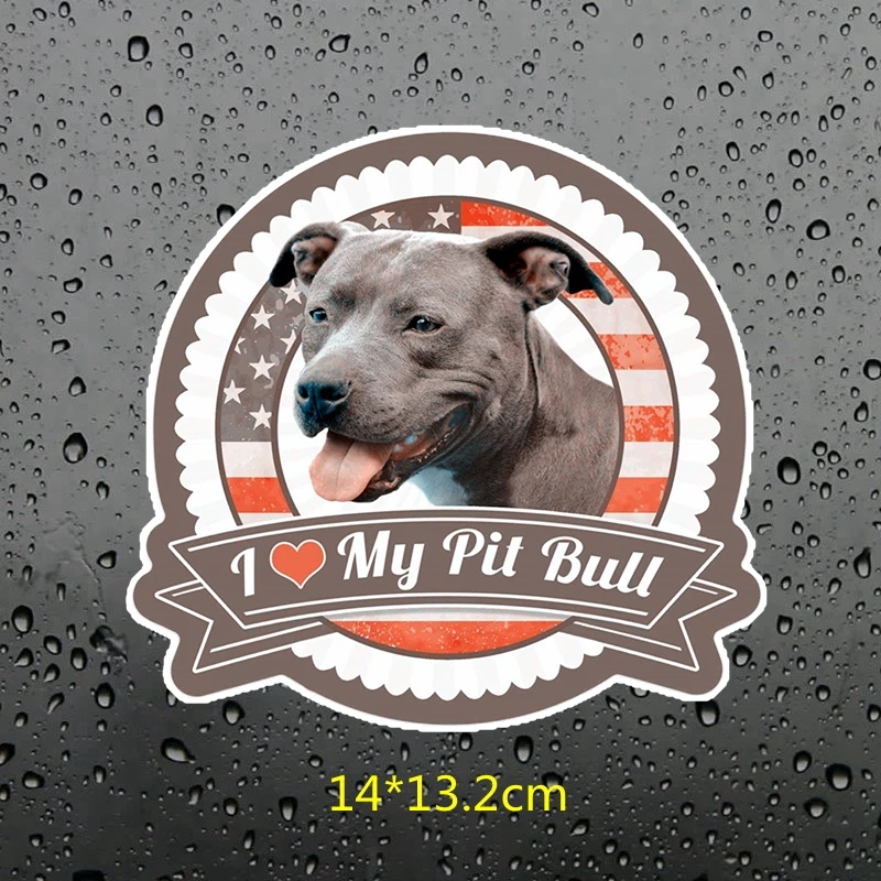 Three ratels FTC-804# 14x15.4cm cute American pit bull terrier American Staffordshire dog Window Decals Car Styling Car Sticker - Color Name: FTC-804B colorful