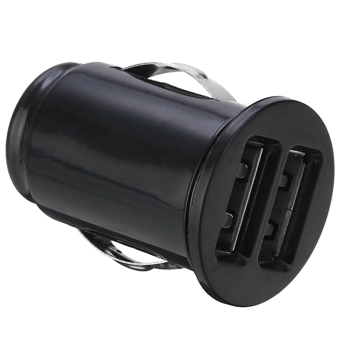 Car Truck Dual 2 Port USB Mini Charger Adapter for i-Phone 7 Plus 6 5S 4s for Huawei Android Phone Black White 12V Power