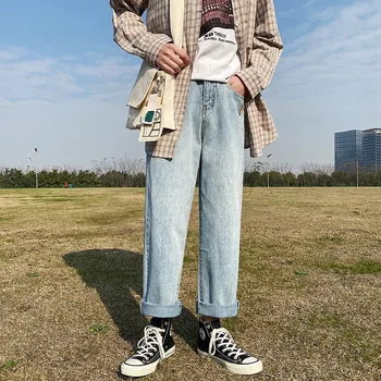 

Men's Jeans 2020 Spring and Autumn New Handsome Solid Pure Straight Loose Jeans Youth Personality Fashion Trend Men's Wear