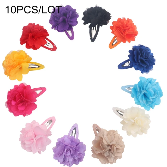 Cute 22 Colors Fashion Baby Girls Mini Chiffon Flowers Hair Clips Sweet Children Hairpins for Kids Hair Accessories I10PCSmixed