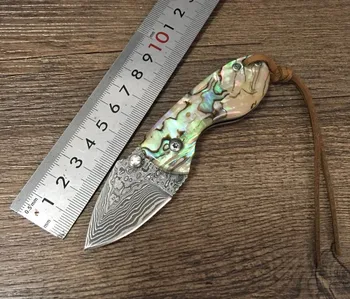 

Outdoor hot selling folding knife Damascus Tiger Print folding knife fruit knife knife Shell handle