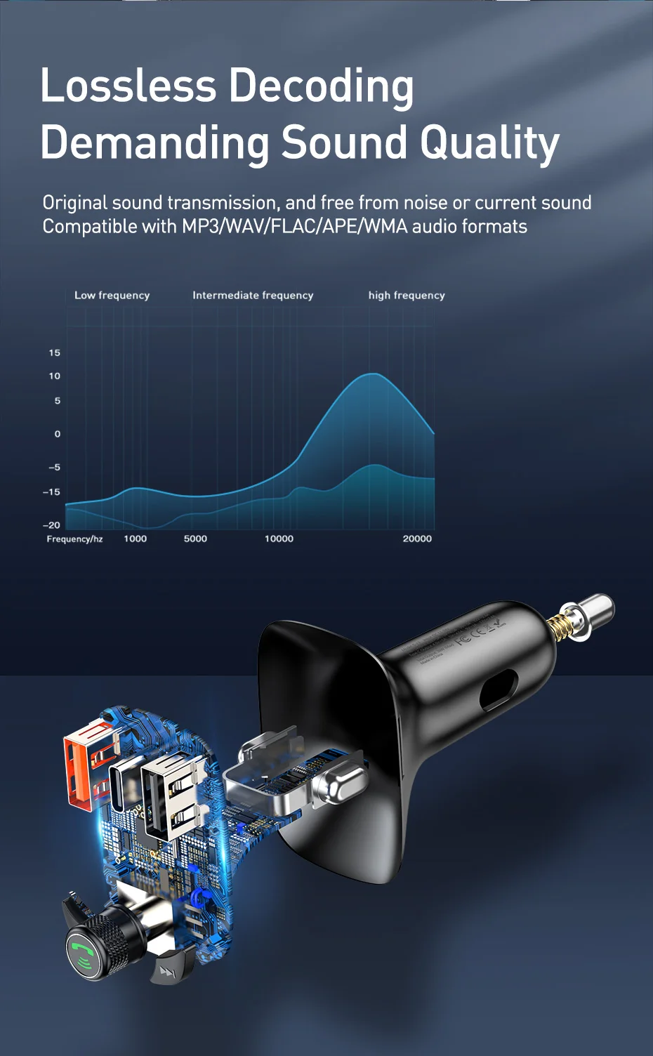 Автомобильное зарядное устройство Baseus, Bluetooth, fm-передатчик, MP3, быстрая зарядка, двойное зарядное устройство usb type-C, QC 3,0 PD3.0 для iPhone 11 samsung S9