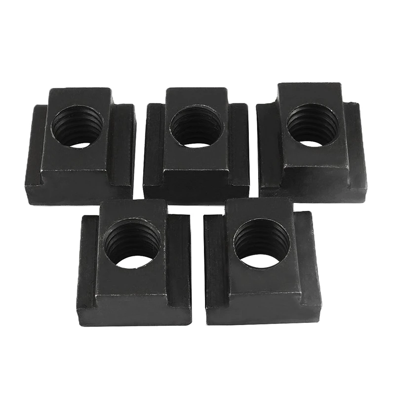 

1/2-inch Steel T-Slot Nut Black Oxide Plated Grade 8.8 Tapped Through 5pcs